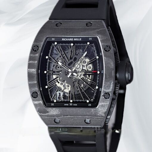 Richard Mille Super Clone RM 010 Men Automatic Carbon Fiber Rubber Band