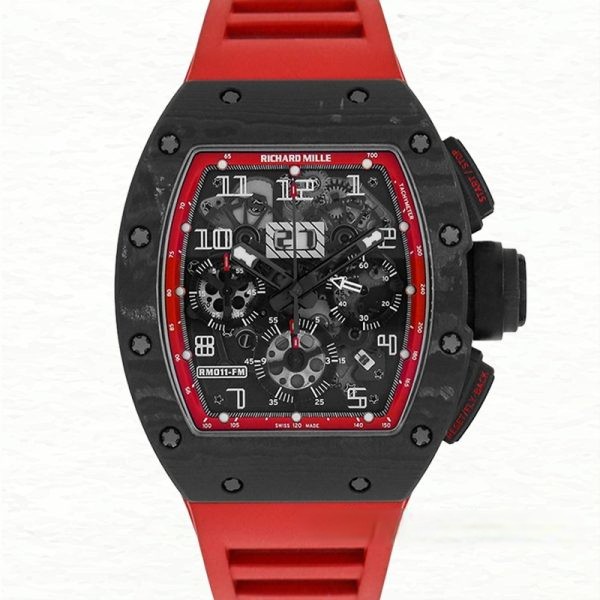 Richard Mille RM 011 Super Clone Transparent Dial Men’s Rubber Band Black Red