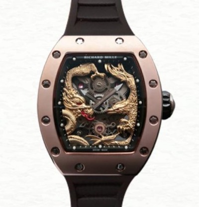 Richard Mille Super Clone RM57-01 Mechanical Men Gold Dragon and Phoenix Dial Stainless Steel